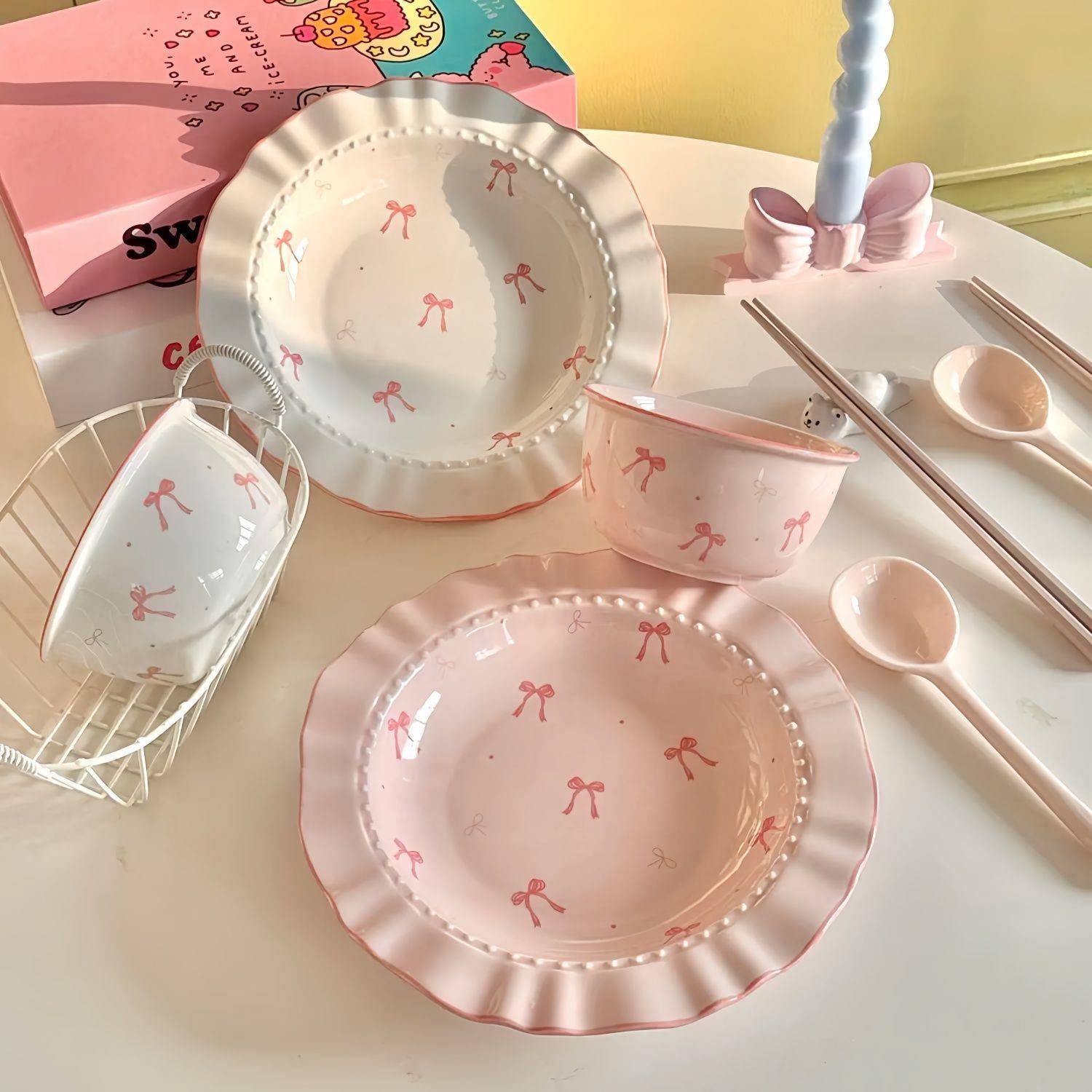 ins风碗碟套装家用餐具2025新款碗盘筷碗具一2人食精致一套碗可爱