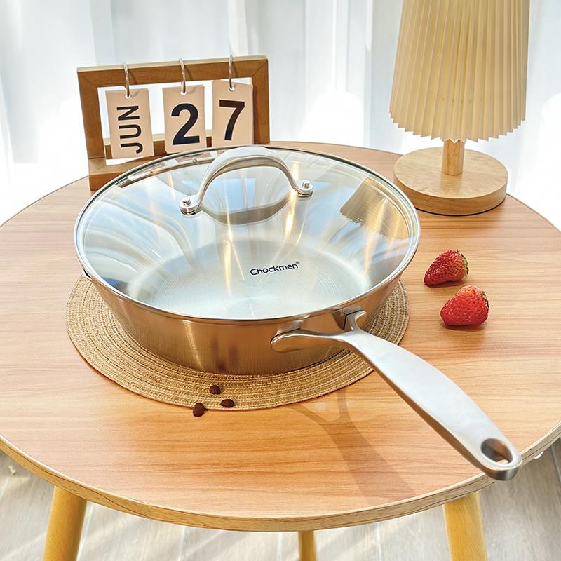 chockmen卓德铭18/10不锈钢24/28cm雪平奶锅煮面煎锅辅食锅平底锅