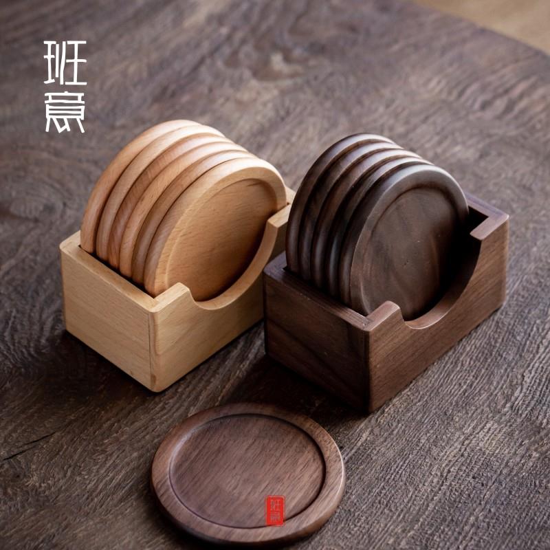 黑胡桃实木茶杯垫茶道水壶杯托茶杯架隔热垫杯托创意组合功夫茶具