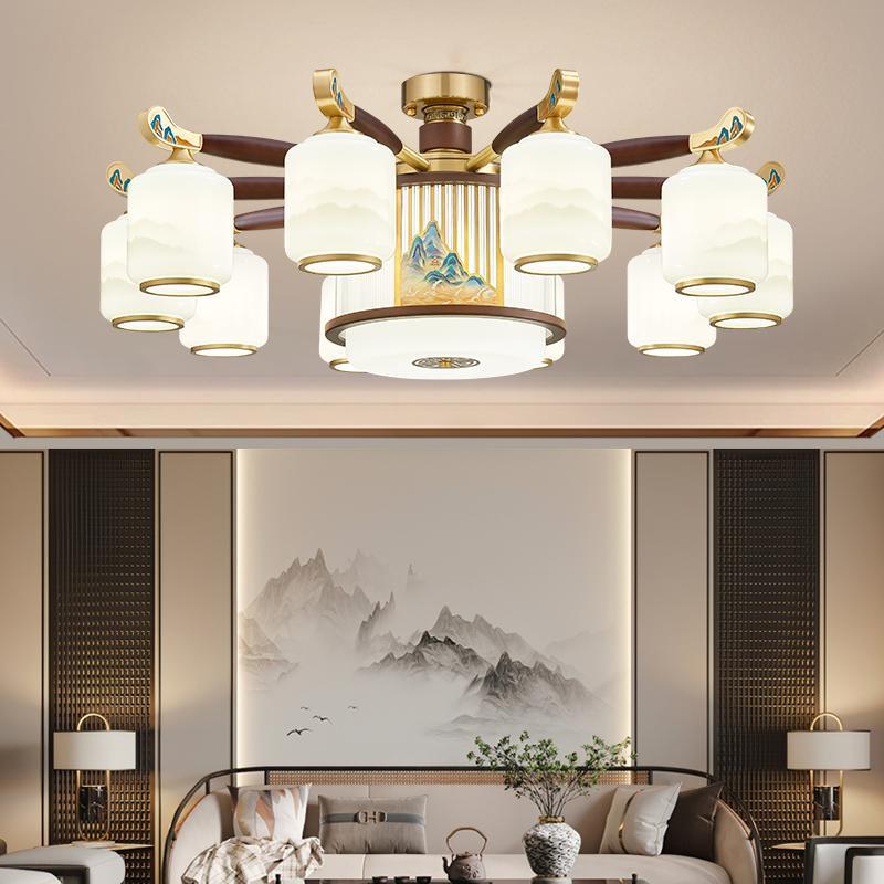 新中式吊灯全铜实木客厅灯中国风大厅吸顶餐厅灯具禅意2025年新款