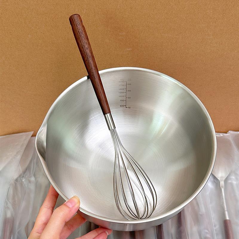 百畅家新款304不锈钢胡桃木打蛋器蛋抽搅拌棒家用烘焙奶油奶泡机