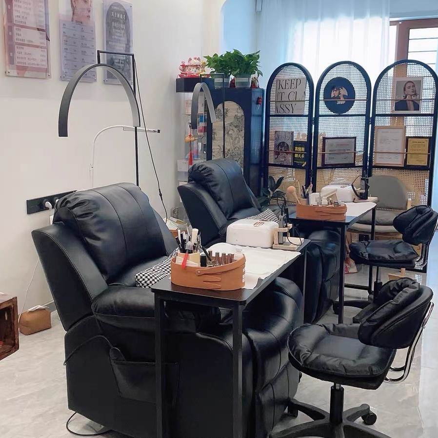 可移动美甲桌单层日式美甲沙发桌带轮子现代简约跨沙发黑色美甲桌