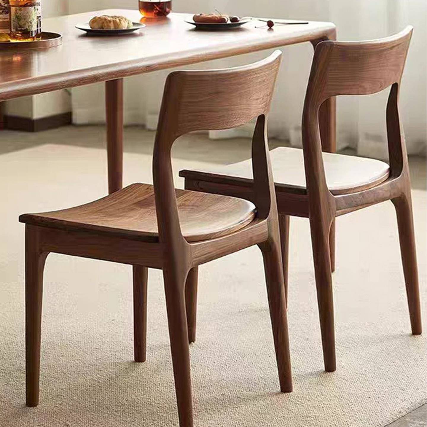 北美白蜡木餐椅简约现代设计师靠背椅凳子复古全实木家用餐桌椅子