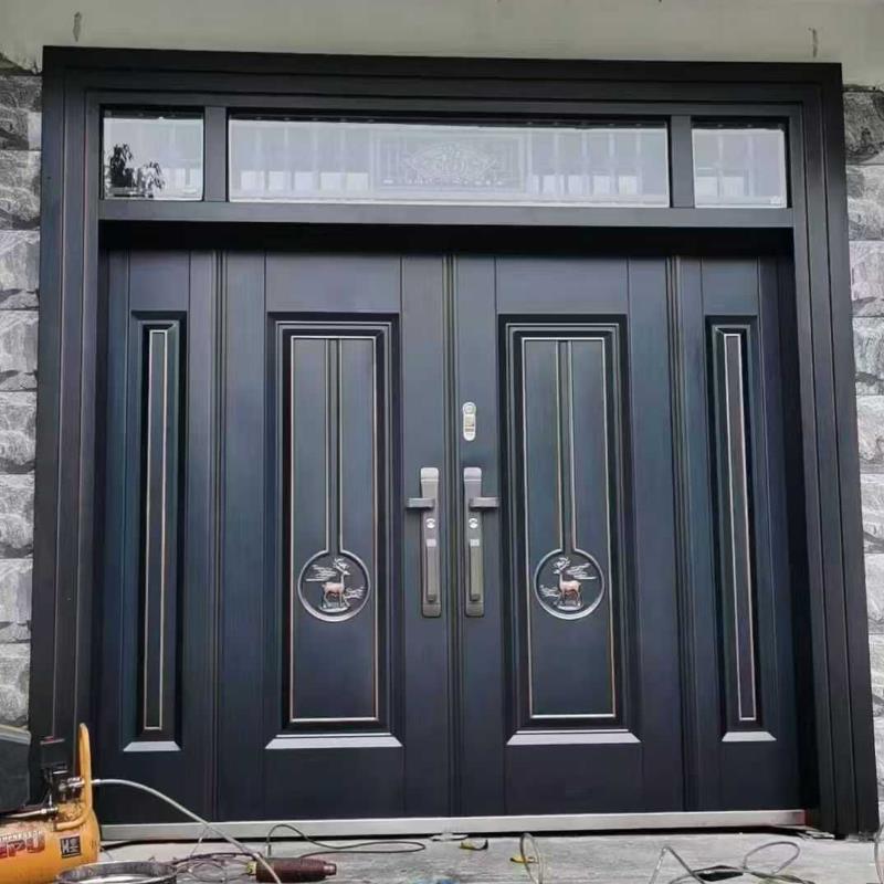 锌合金别墅大门双门铸铝门进户门农村自建房客厅堂屋四开入户门