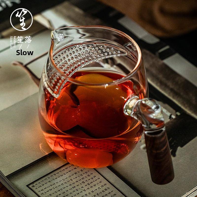 罗盛新月公平杯玻璃高端茶海茶隔板茶过滤器集成绿茶泡沫茶花茶大