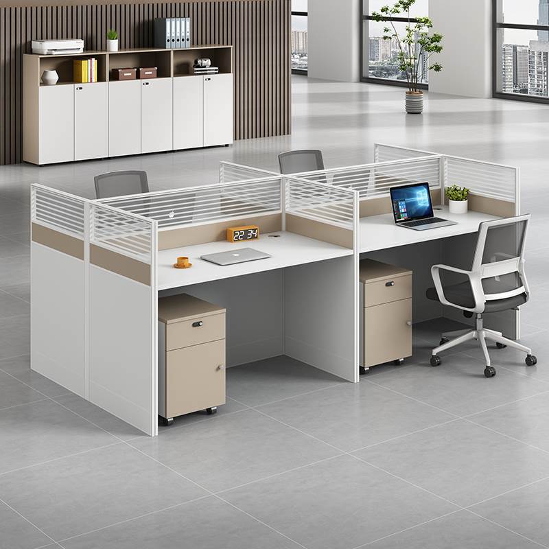 办公桌椅组合4人位简约现代职员屏风卡座6人位员工办公桌办公家具