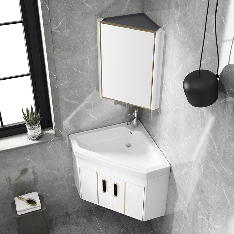 挂墙式小户型浴室柜转角洗脸盆卫生间三角洗漱台墙角洗手盆柜组合