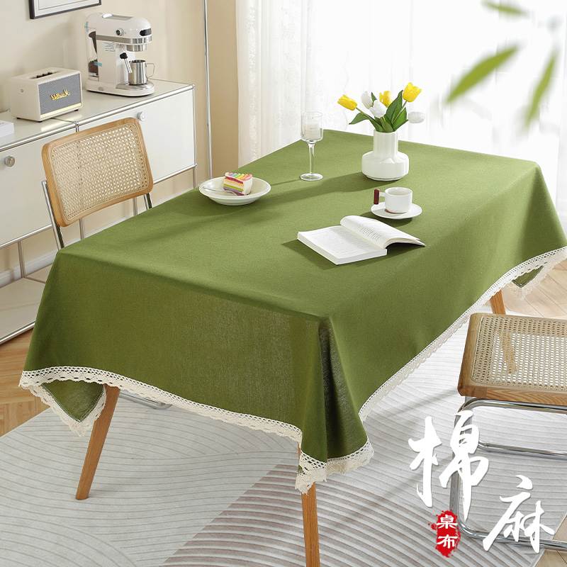 棉麻纯色桌布ins风日系布艺田园小清新长方形餐茶几台布客厅家用