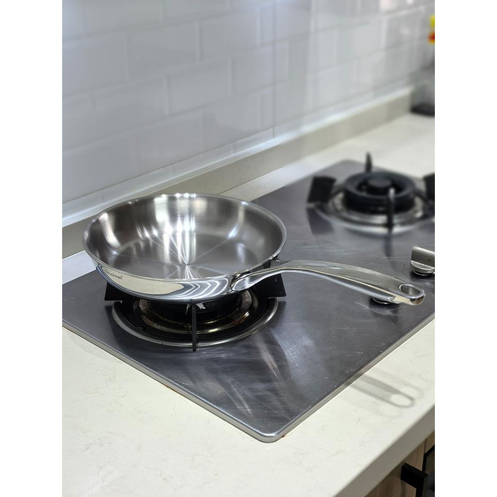 Chockmen18/10不锈钢煎锅加厚无涂层不粘锅煎牛排煎蛋卷24cm