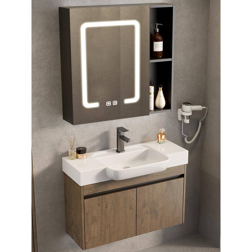 极窄挂墙式洗手盆组合卫生间太空铝浴室柜小户型洗脸盆陶瓷洗漱台