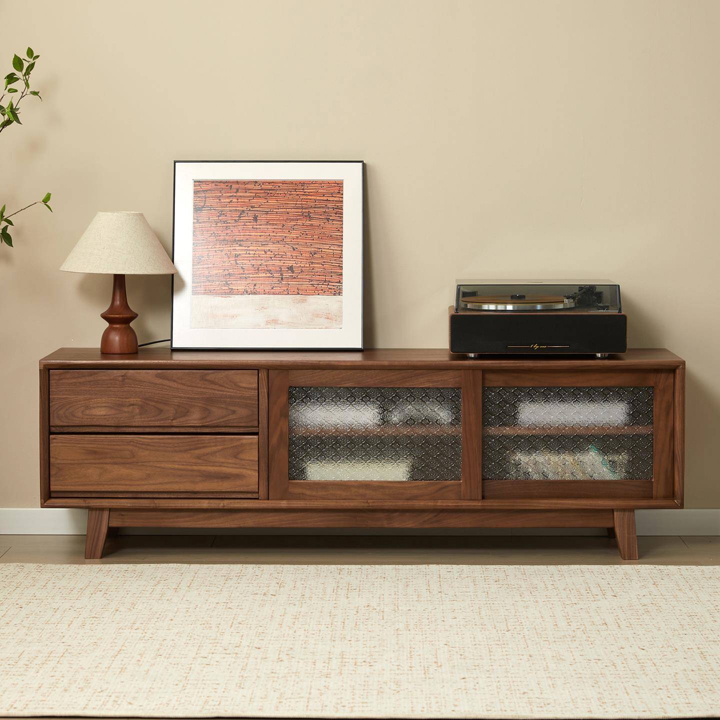 北美黑胡桃木电视柜北欧复古简约实木客厅柜小户型原木储物柜