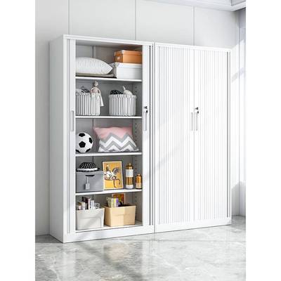 菲利特家用阳台储物柜卧室推拉卷帘门铁皮衣柜省空间卷门收纳柜子