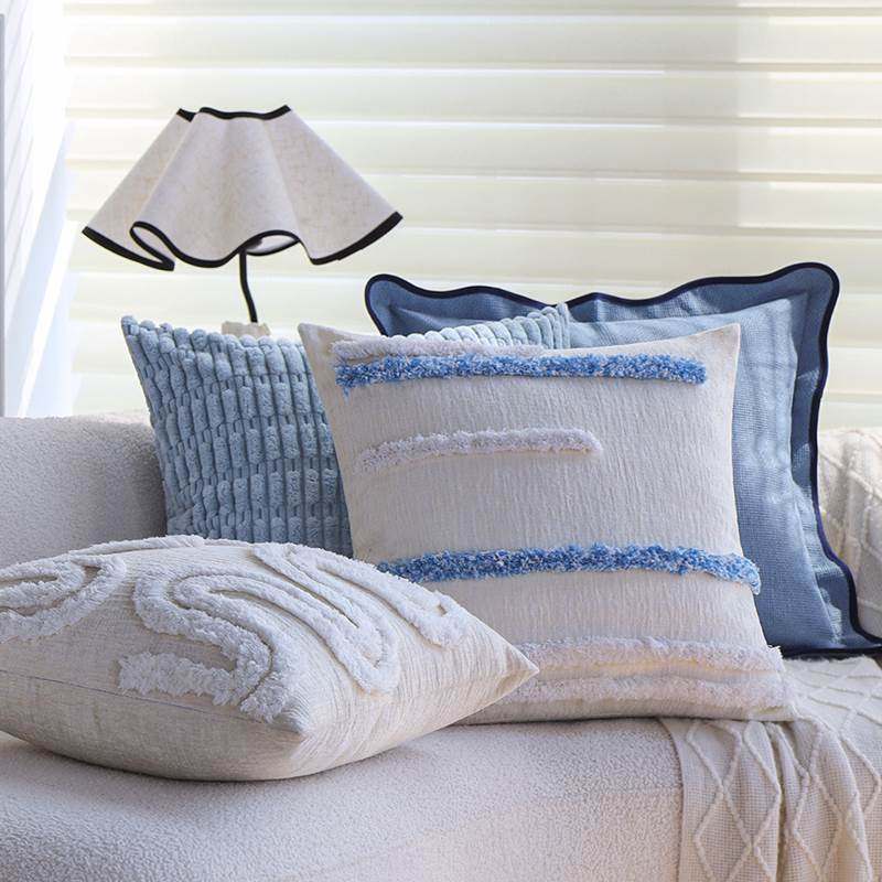 蓝色抱枕沙发客厅靠枕夏季沙发抱枕套高级感飘窗靠垫不含芯可拆洗