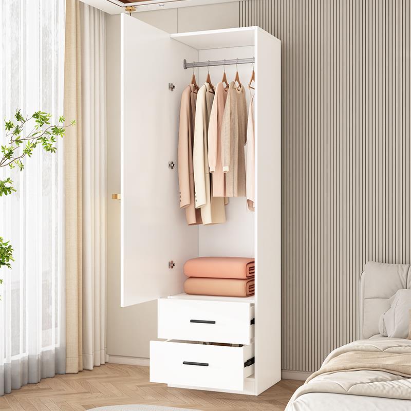 实木单门衣柜现代简约儿童成人卧室夹缝窄柜家用小户型储物柜抽屉