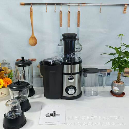 跨境4in1电动研磨粉破壁机水果蔬菜搅拌绞肉切碎料理机榨汁机
