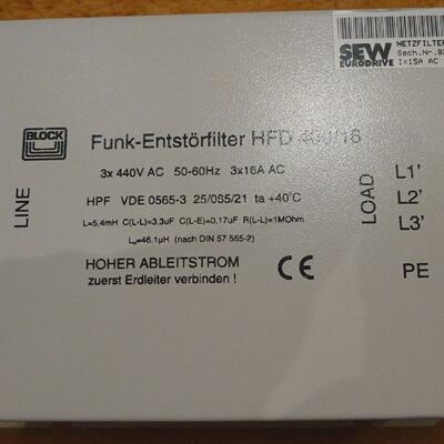 Sew Eurodrive Radio Interference Filter Hfd 40016  Nf 016443