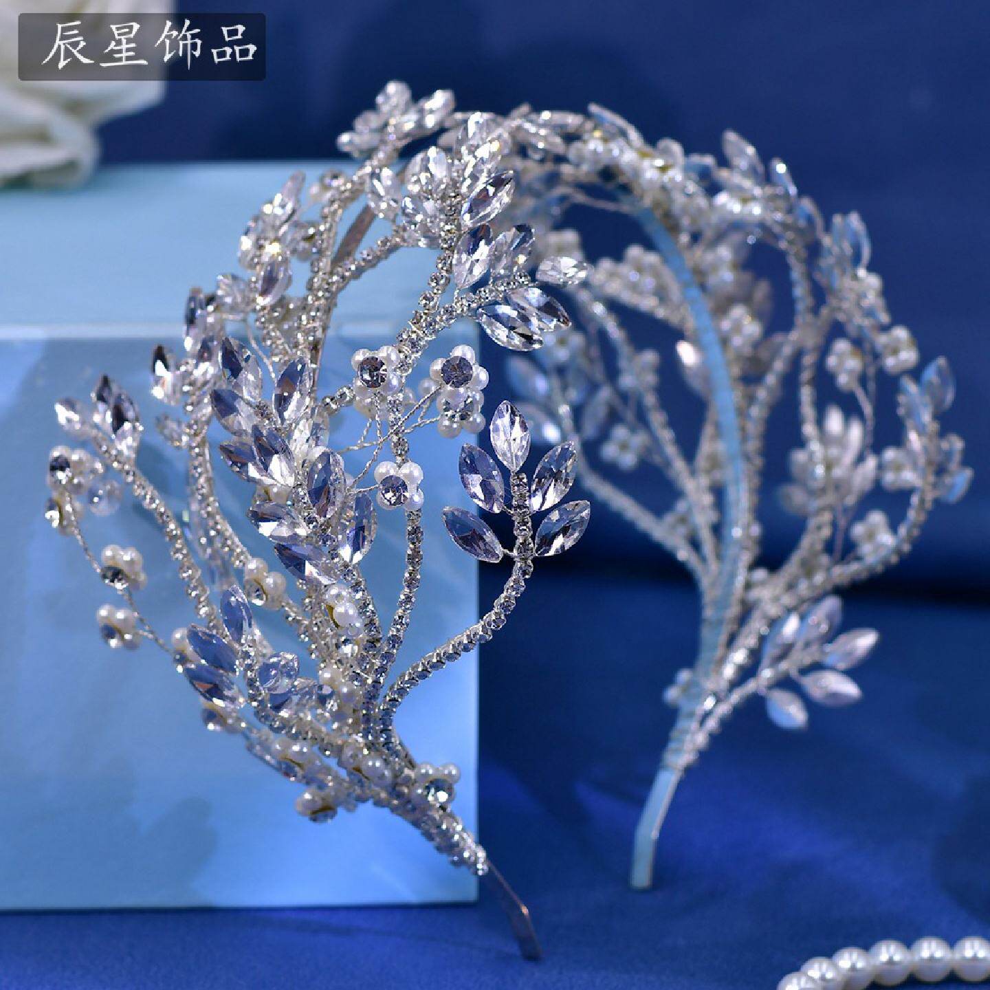 辰星欧美新娘头饰超闪亮水钻交叉弯曲造型舞蹈表演压发发箍CP617