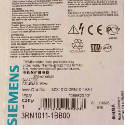 议价3RN1010-1BB00全新正品西门子热敏电阻式保护继电器3RN10101B
