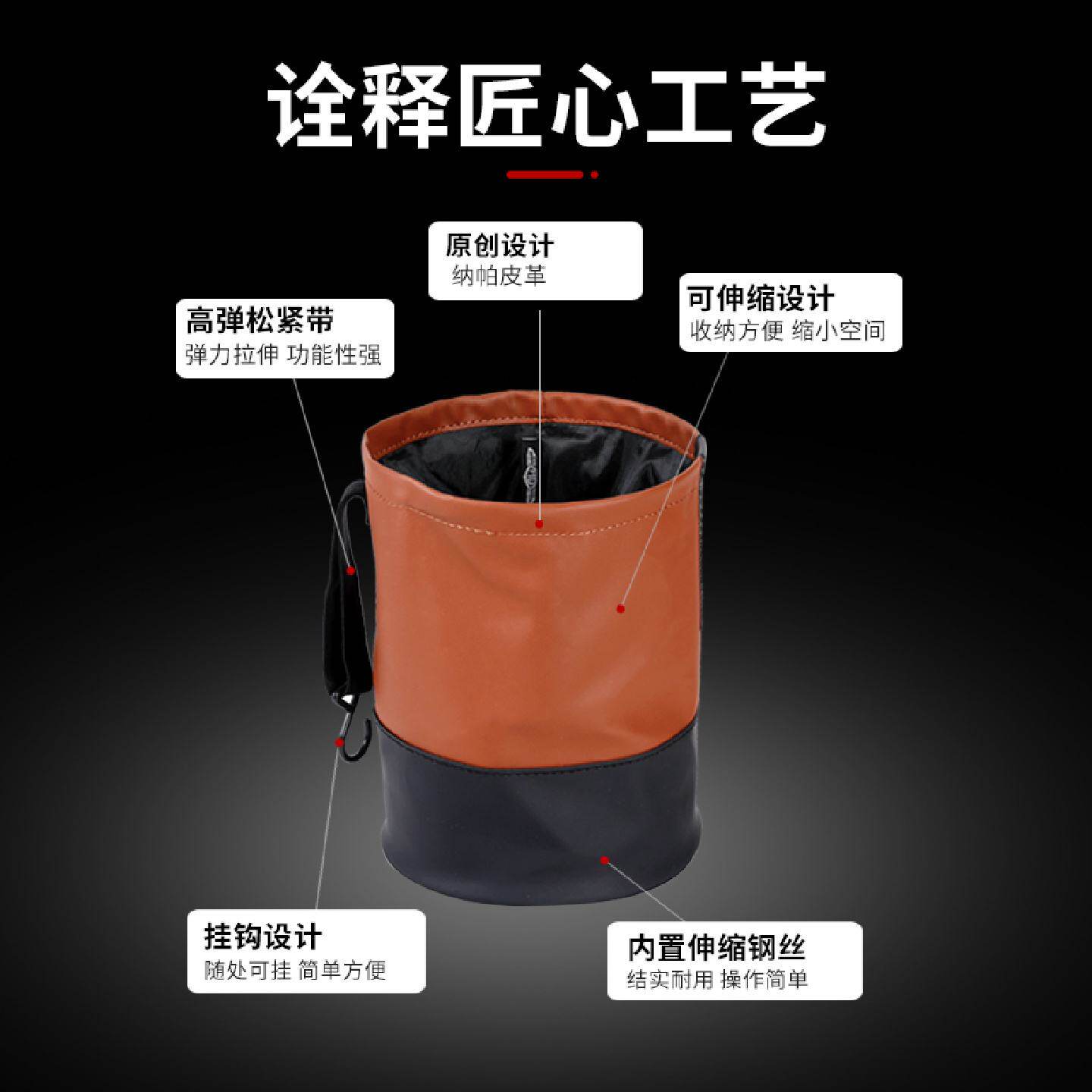 小车垃圾桶车内收纳袋置物盒皮革汽车车载储物箱方便驾驶折叠防水
