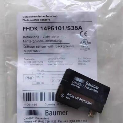 议价Baumer堡盟光电感测器FHDK 14P5101/S35A订货号11001165全新