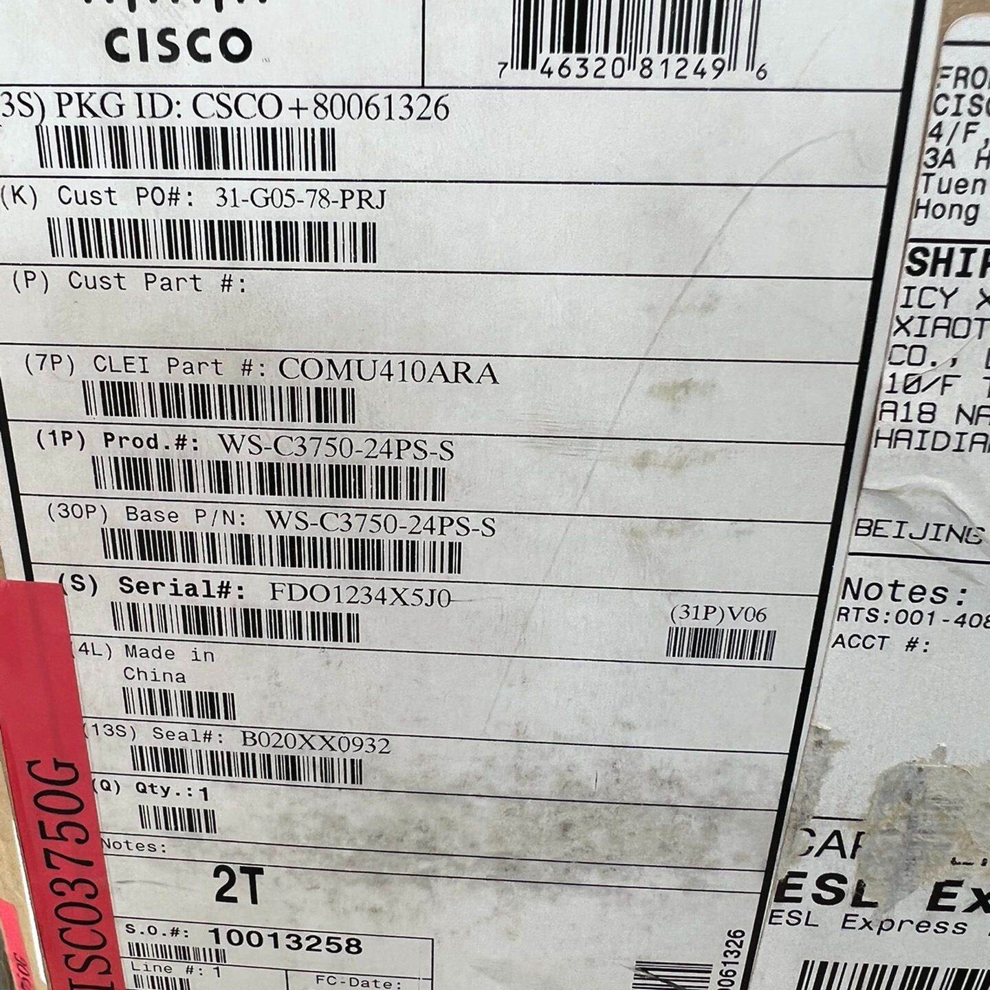 CIsco思科WSC375024PSS24口全千