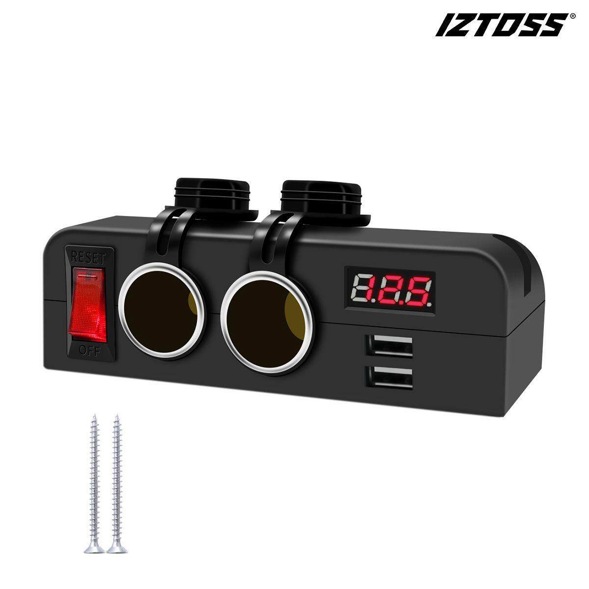 新款12/24V汽车房车改装车载充电器电压表电源母座功能三合一