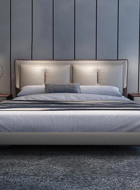 YLX806#佰纳慕意式皮床真皮床现代简约主卧室网红1.8米软包北欧轻