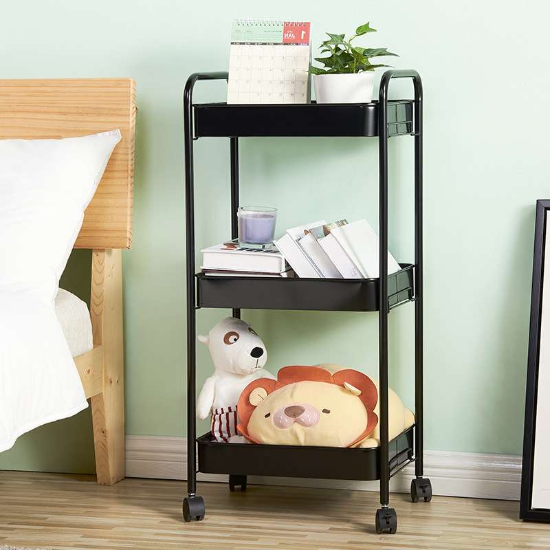 心家宜厨房置物架落地多层蔬菜收纳架菜篮子架子可移动带轮小推车