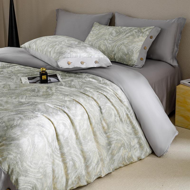 【折扣价】80S莱赛尔天丝纽扣款四件套2025新款春夏季轻奢被套床