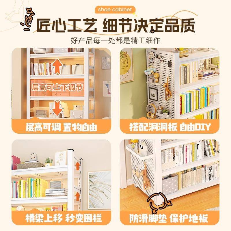 【折扣价】钢制书架带洞洞板简易学生一体靠墙书柜阳台落地多层置