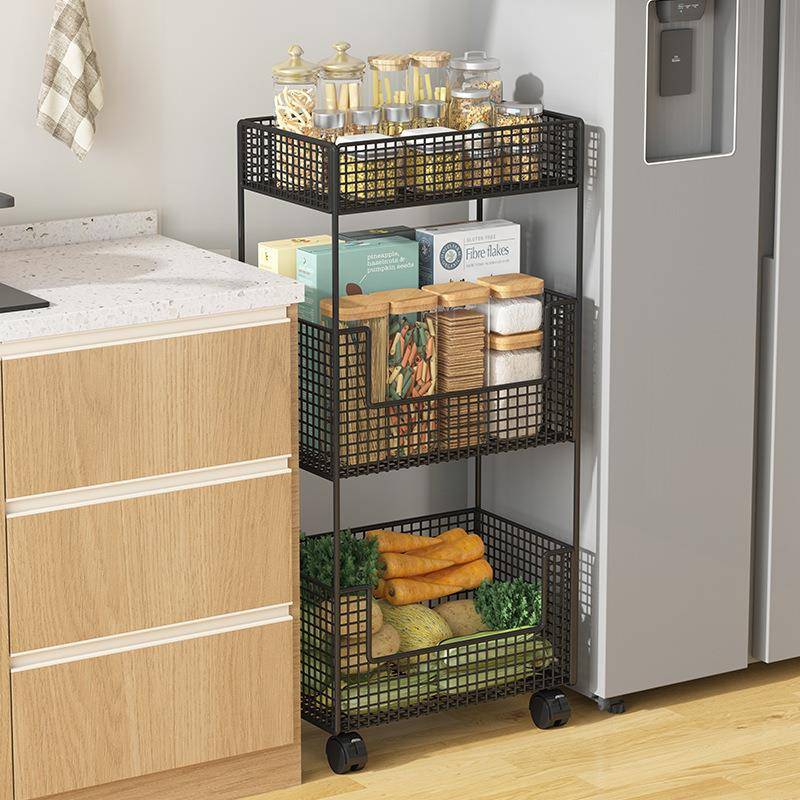 【折扣价】书架置物架家用落地小推车可移动收纳架桌下夹缝多层铁