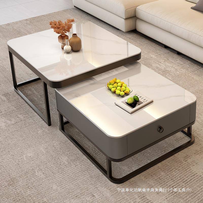 【折扣价】轻奢茶几客厅家用现代小户型茶桌2025新款玻璃岩板方形