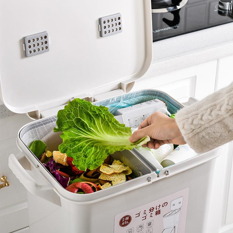 【折扣价】厨房垃圾桶家用厨余分类带盖大容量高款双层干湿分离脚