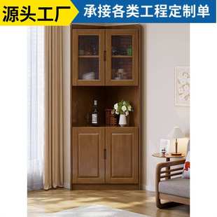 实木单门书柜小储物柜带门边角柜窄柜家用木质立柜书橱置物收纳柜