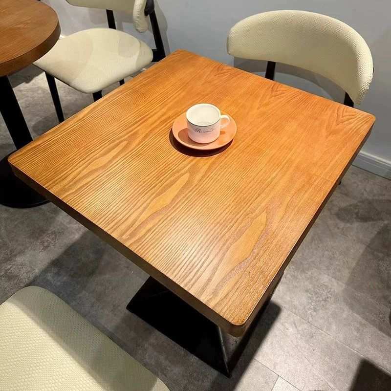 复古咖啡厅桌子西餐厅实木小圆桌蛋糕店民宿甜品奶茶店酒吧餐桌椅