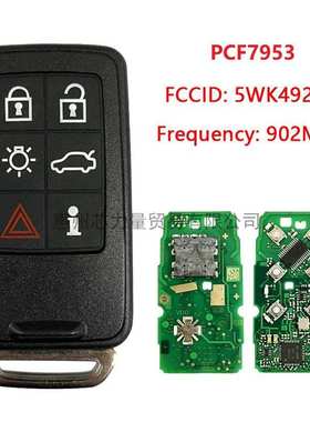 适用于沃尔沃6键智能钥匙902MHz PCF7953 Chip FCC 5WK49226