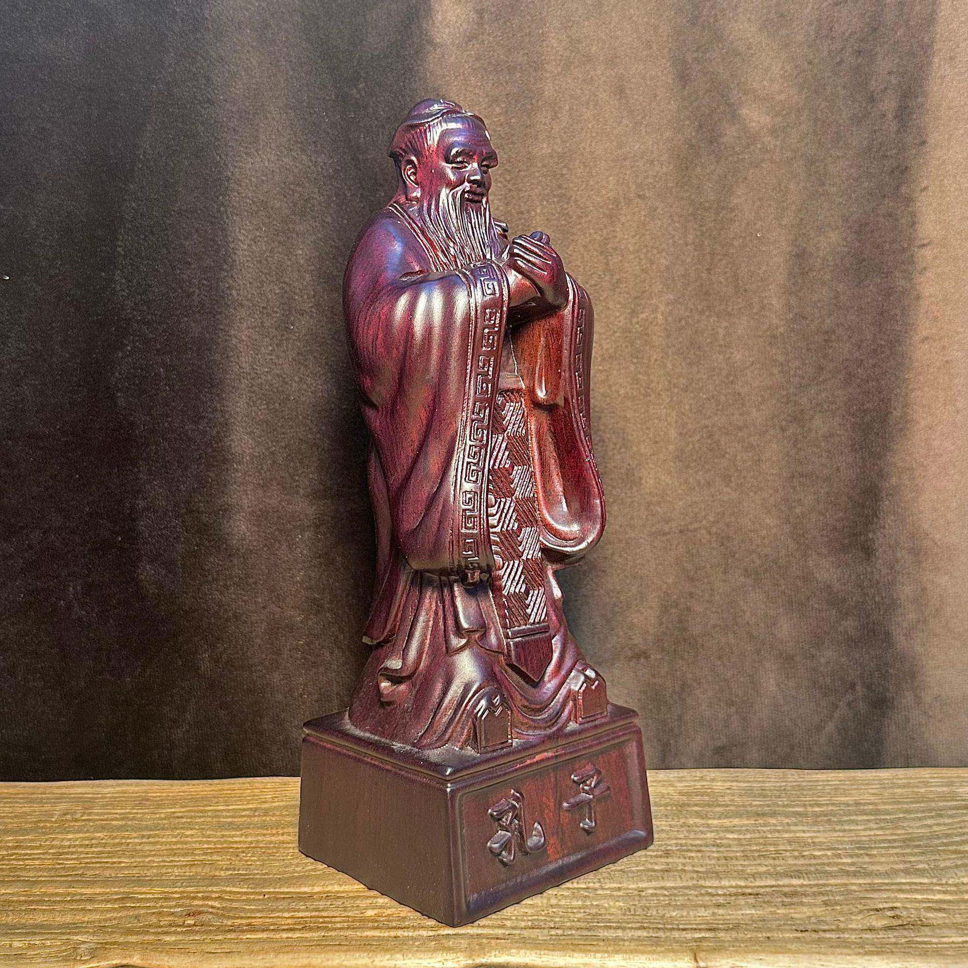 黑檀木雕孔子客厅摆件孔夫子人物雕像孔子像送教师节礼物学校毕业