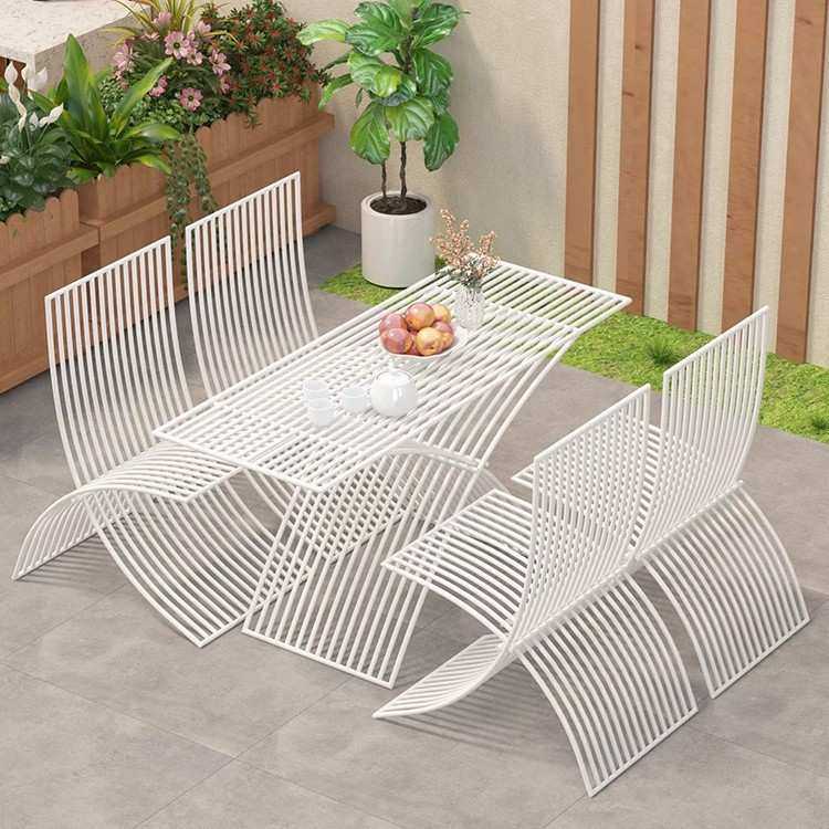 北欧创意户外桌椅组合防水防晒美食店室外餐桌奶茶咖啡店外摆桌子