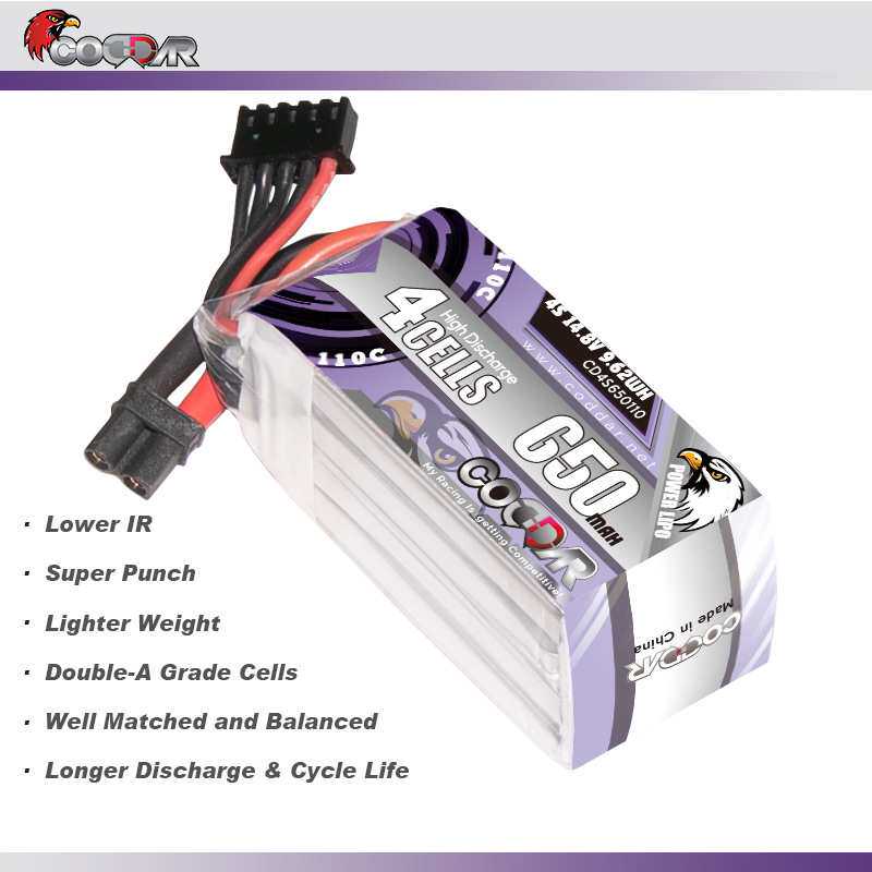 鹰氪CODDAR 650MAH 4S 14.8V 110C牙签机航模穿越机锂电池LIPO