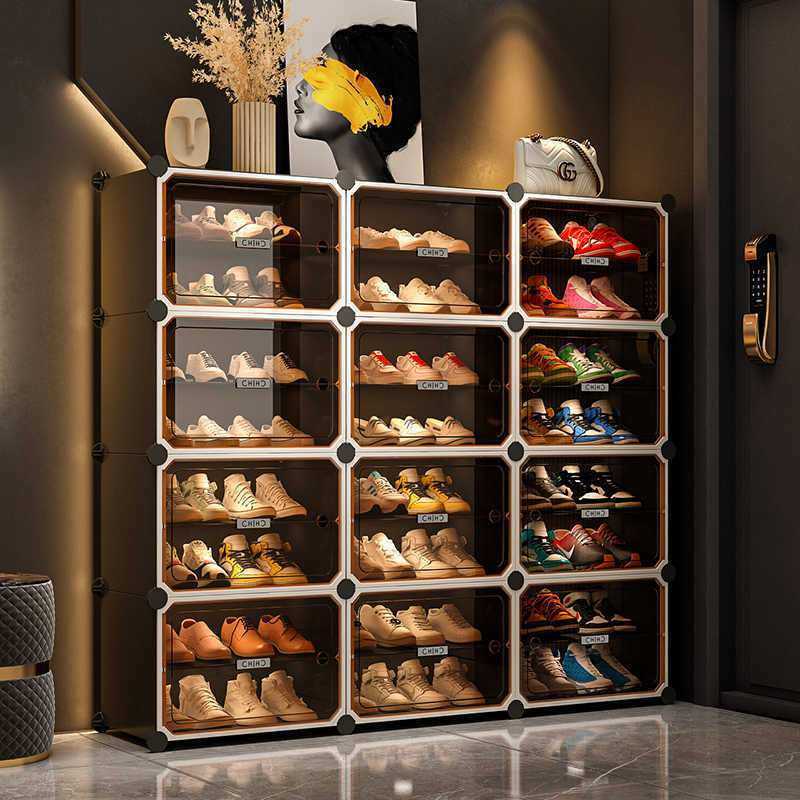 鞋柜多层家用门口简易鞋架防尘入户玄关出租房大容量塑料简约