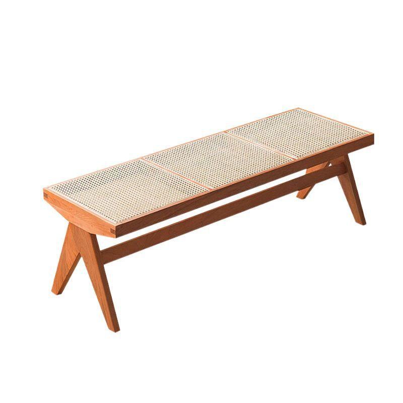 北欧藤编藤椅久坐家用民宿长条凳中古换鞋凳编织座椅实木沙发黑色