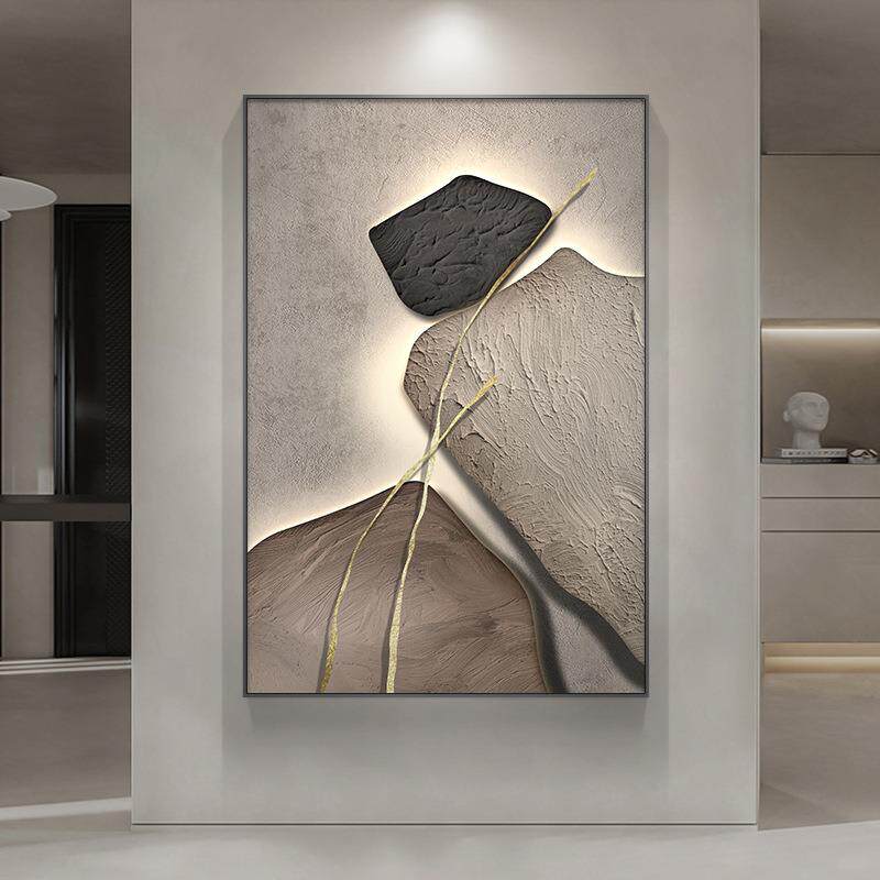 石来运转入户玄关装饰画高档轻奢沙发背景墙壁画现代简约客厅挂画