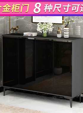 ft轻奢鞋柜 简约现代极简玻璃门客厅大容量阳台小柜 门口玄关灰色