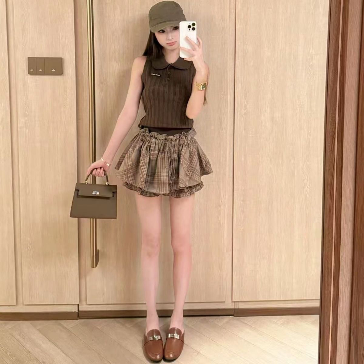 夏季冰丝网红背心短裙两件套