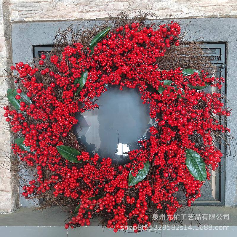 圣诞花环浆果花环家居装饰圣诞节装饰品 门饰挂饰