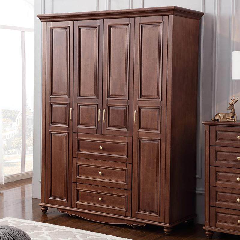 美式实木衣柜六门加顶双门推拉衣橱1.6米四门2m长五门储物柜收纳