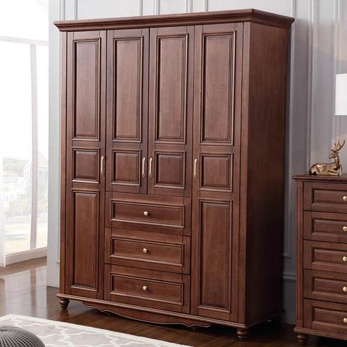 美式实木衣柜六门加顶双门推拉衣橱1.6米四门2m长五门储物柜收纳