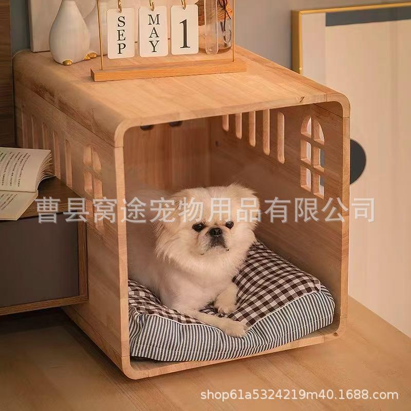 创意木制猫狗窝床头柜床边宠物床木制人宠共用一体置物柜四季通用