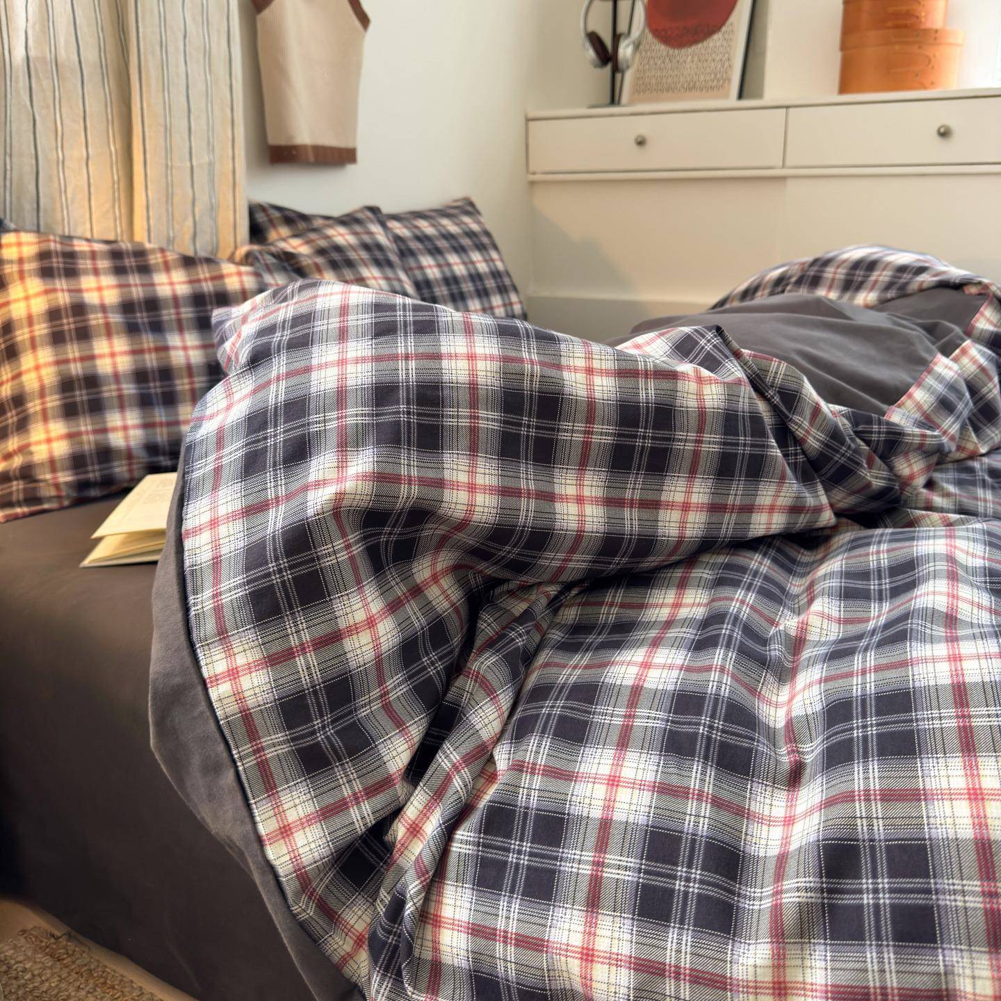 简约全棉磨毛床上四件套纯棉2025新款秋冬季加厚被套罩床单三件套