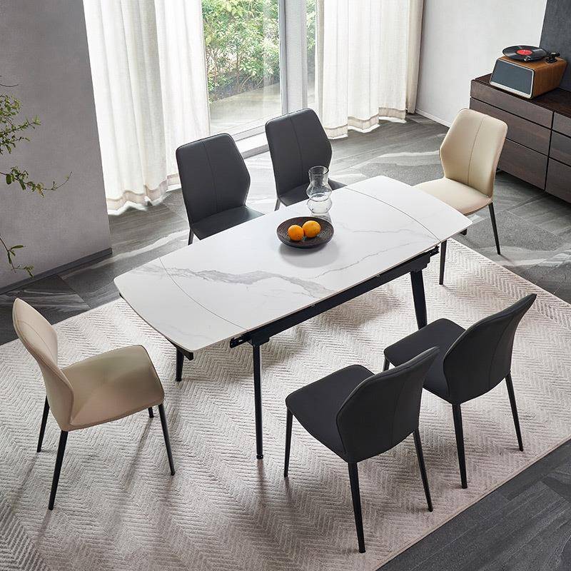 德利丰岩板餐桌长方形小户型家用可伸缩折叠设计师高端拉米娜饭桌